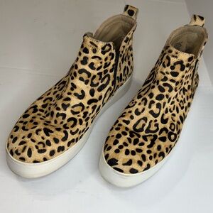 Steve Madden Sz 9 Leopard Calf Skin Leather High Top Slip Ons